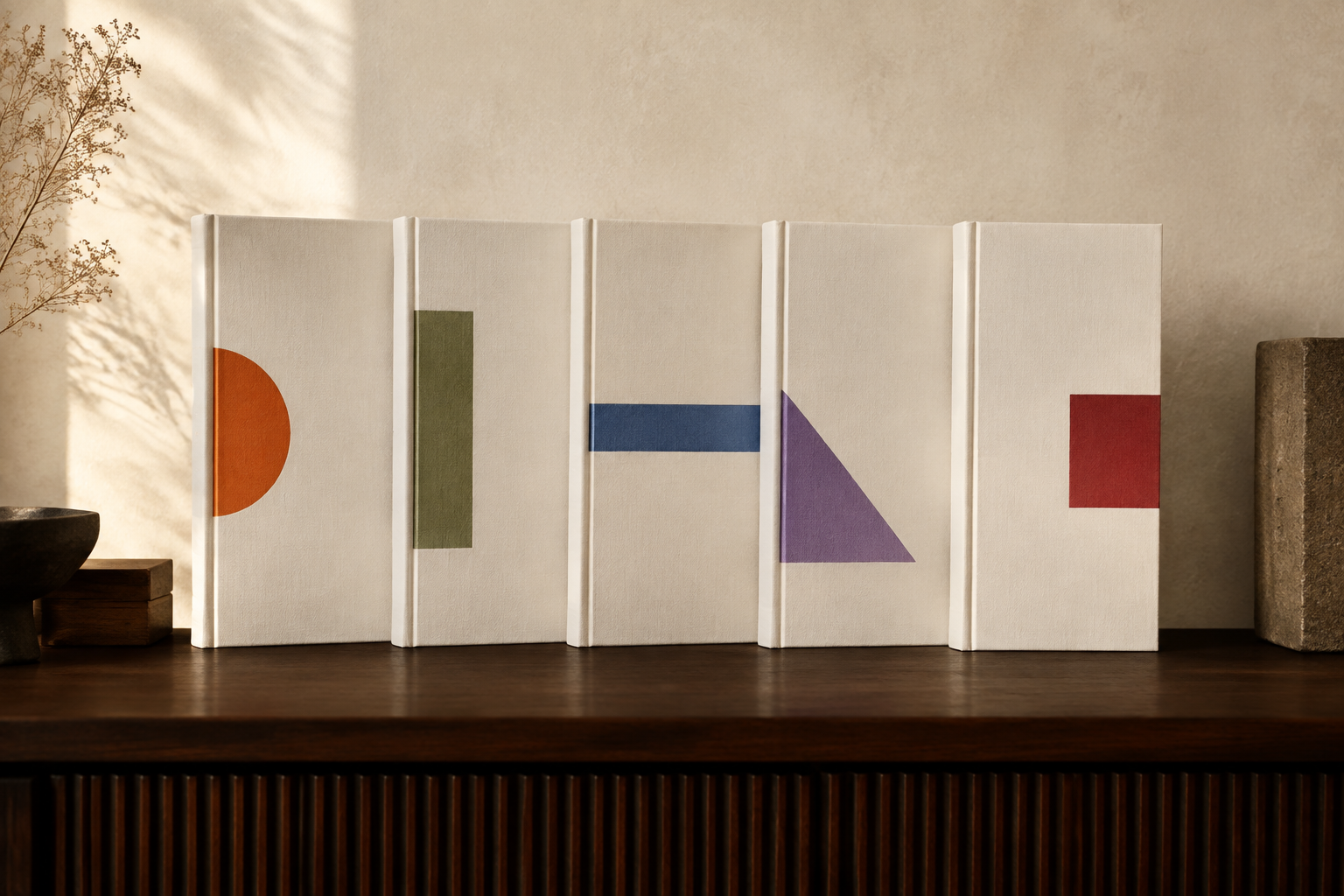 Cinco libros de una misma colección, reunidos en una composición editorial.